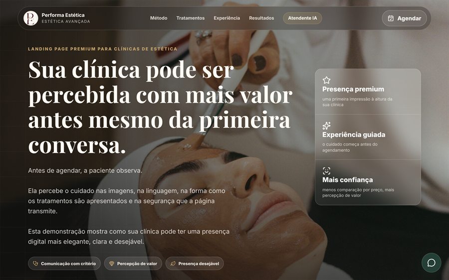 Prévia do site Estética